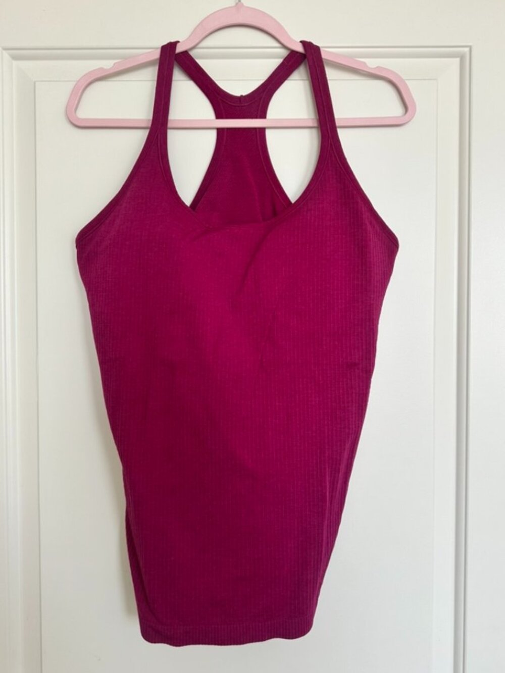 Lululemon Ebb to Street Tank Top Pink Ribbed Size 14 Like New